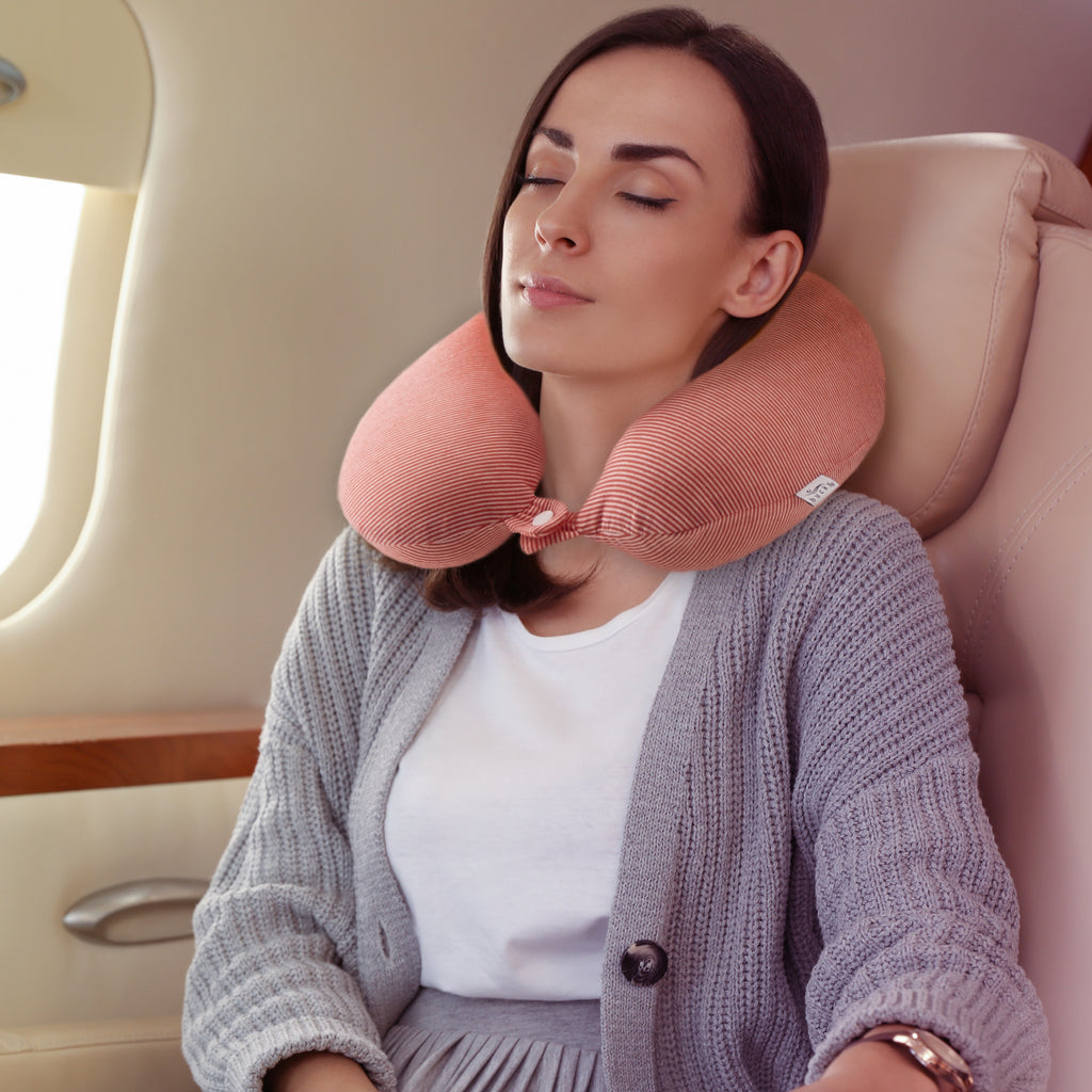Jersey Stripe - Memory Foam Neck Pillow - Pink Stripe - Image 6