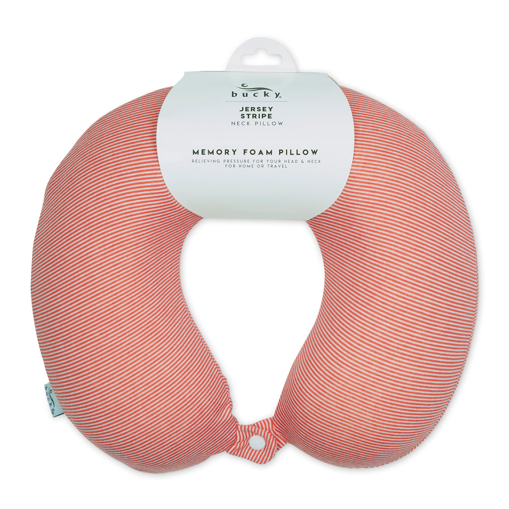Jersey Stripe - Memory Foam Neck Pillow - Pink Stripe - Image 4