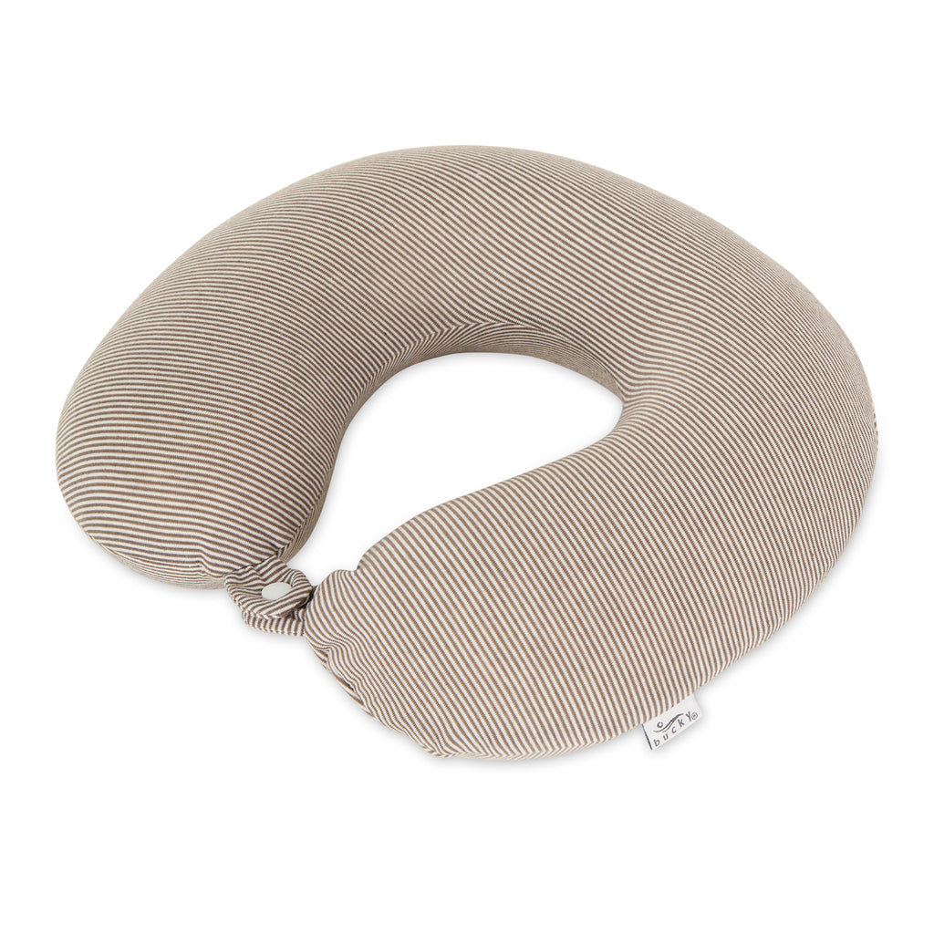 Jersey Stripe - Memory Foam Neck Pillow - Taupe Stripe - Image 3