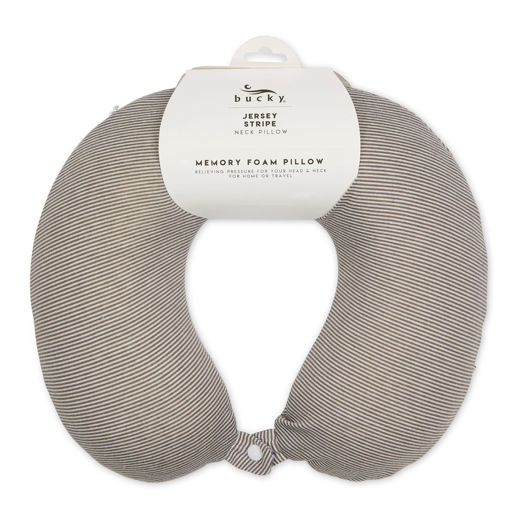 Jersey Stripe - Memory Foam Neck Pillow - Taupe Stripe - Image 4